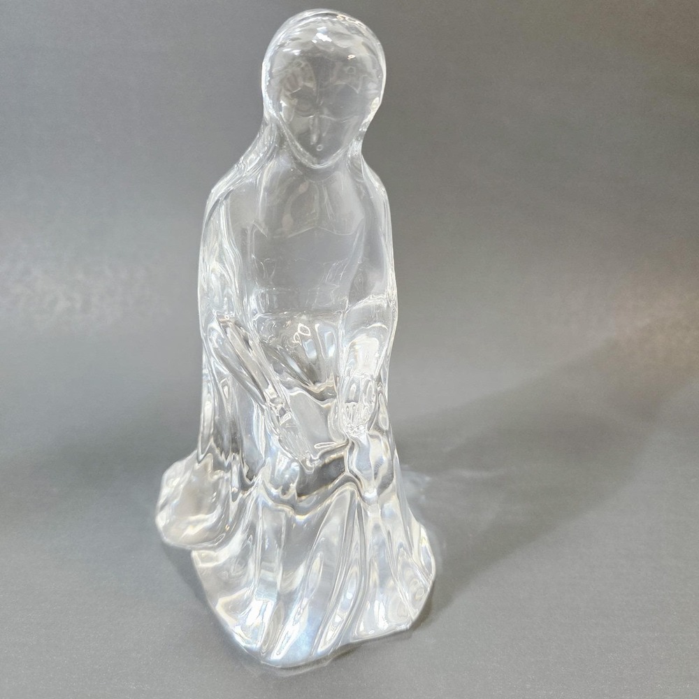 Vintage Baccarat France Crystal Kneeling Virgin Mary Nativity Figurine Heavy